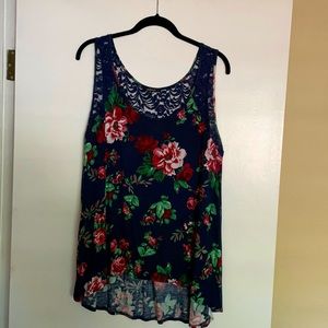 Blue floral sleeveless top